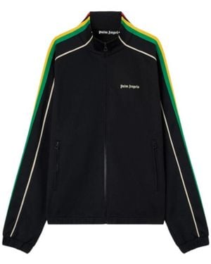 Palm Angels Logo Striped Track Jacket - Black
