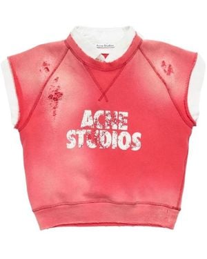 Acne Studios Logo Detailed Short Sleeved Vest - Pink