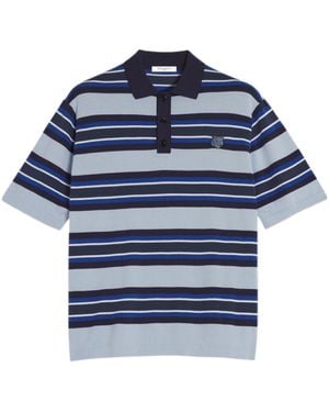 Maison Kitsuné Maison Kitsuné Bold Fox Head Patch Fine Gauge Striped Polo Shirt - Blue