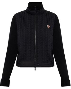 Moncler Grenoble High Neck Quilted Cardigan - Black