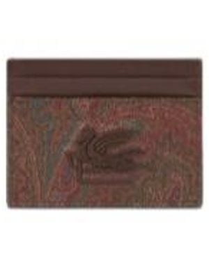 Etro Paisley Jacquard Card Holder - Brown
