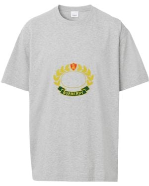 Burberry Oak Leaf Crest-Print T-Shirt - Grey