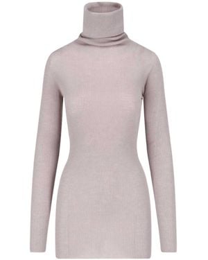 Rick Owens Ribbed Turtleneck Knitted Jumper - Purple