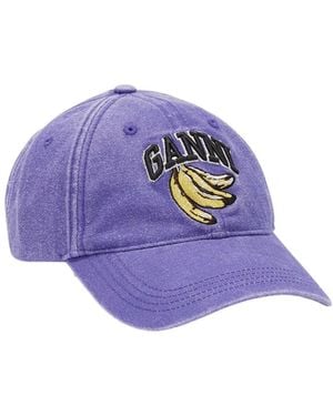 Ganni Embroidered Logo Baseball Cap - Purple
