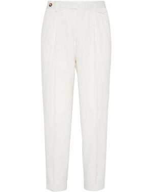 Brunello Cucinelli High-Waist Tapered Trousers - White