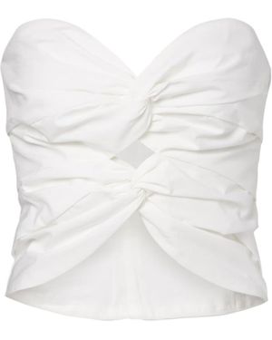 Jonathan Simkhai Cornelia Cutout Ruched Cotton-Blend Top - White