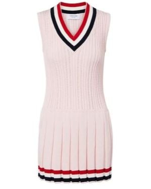Thom Browne Pleated Cotton Minidress - Pink