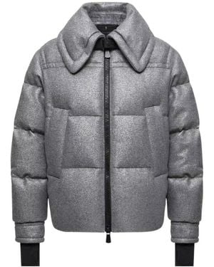 Moncler Sandane Metallic Wool Blend Short Down Jacket - Grey
