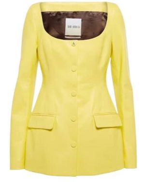 The Attico Marie Leather Blazer - Yellow