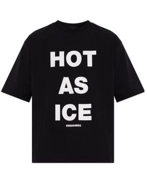 DSquared² Slogan-Print Loose-Fit T-Shirt - Black