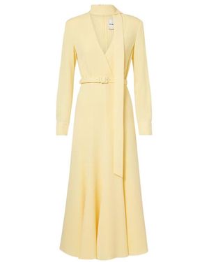 Roland Mouret Belted Cady Midi Dress - Yellow
