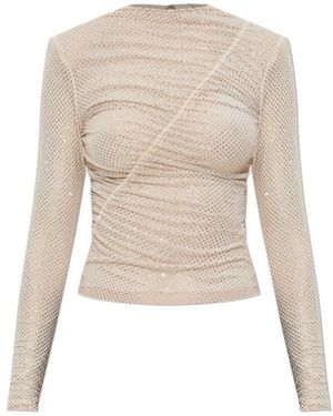 Self-Portrait Crystal-Embellished Top - Natural