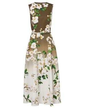Oscar de la Renta Floral Ombré Cotton-Blend Cocktail Dress - White