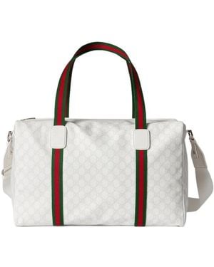 Gucci Medium Duffle Bag With Web - White