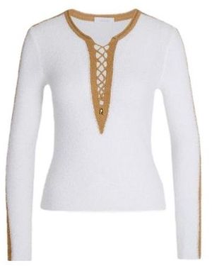 Rabanne Cut-Out V-Neck Knitted Sweater - White