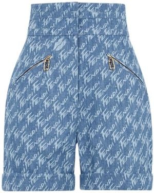 Fendi Light Chambray Shorts - Blue