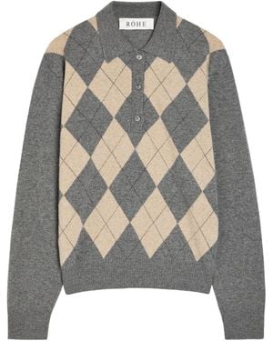 Rohe Wool-Blend Polo Sweater - Gray