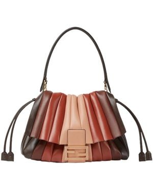 Fendi Pleated Leather Bag - Brown