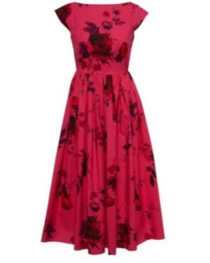 Erdem Floral Cotton Faille Midi Dress - Red