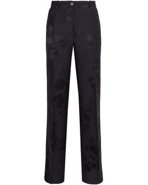 P.A.R.O.S.H. Floral Print Straight-Leg Trousers - Blue