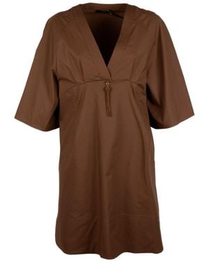 Seventy Tassel-Detail V-Neck Mini Dress - Brown