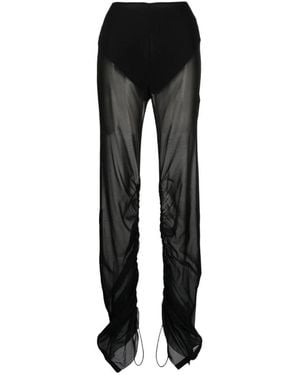 Dion Lee Ruched Semi-Sheer Trousers - Black