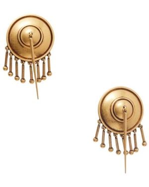 Versace Fringed Medallion Earrings - Metallic