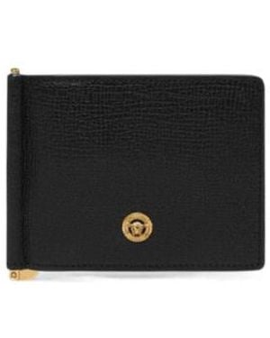 Versace Logo-Plaque Bi-Fold Clip Wallet - Black