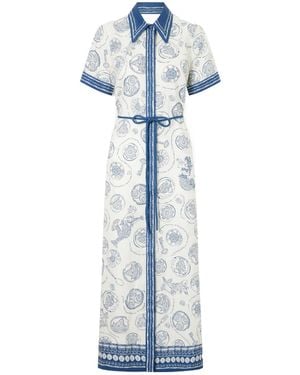 ALÉMAIS Lucky Belted Maxi Shirt Dress - Blue