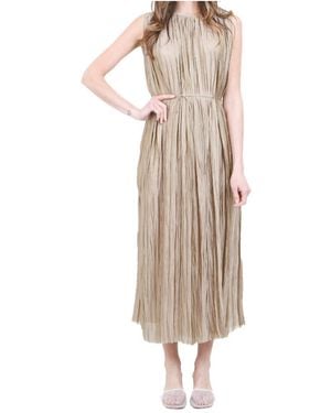 Roberto Collina Pleated Drawstring Midi Dress - Natural
