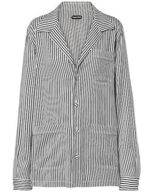 Tom Ford Striped Oversized Silk Shirt - Grey