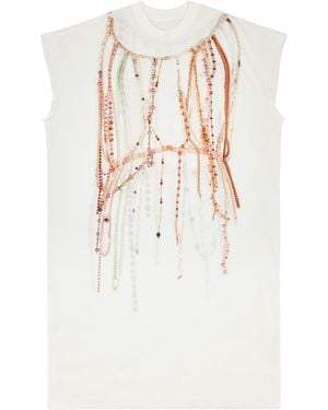 MM6 by Maison Margiela Bead Detailed Short Sleeved Maxi Dress - White