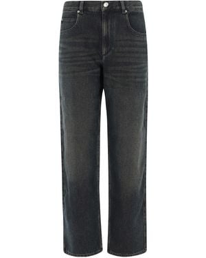 Isabel Marant Logo Patch Straight-Leg Jeans - Grey
