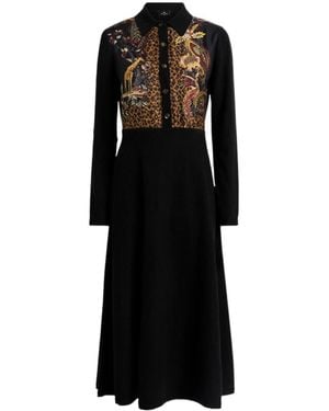 Etro Collared Long-Sleeved Dress - Black