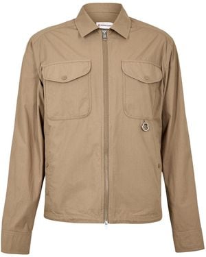 Moncler Zip-Up Overshirt With Pointed Collar - Natural