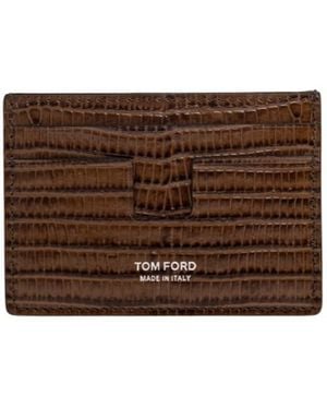 Tom Ford Patterned Card Holder - Brown