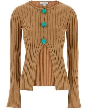 Stella McCartney Ribbed-Knit Buttoned Cardigan - Brown