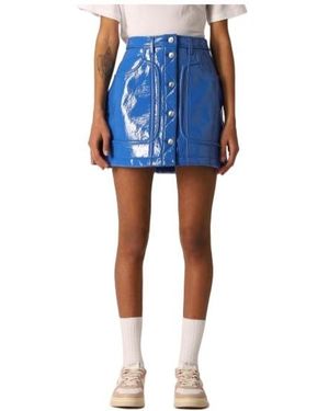 DIESEL Button-Front Coated Mini Skirt - Blue