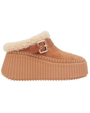 Chloé Chloé Nama Wedge Mules - Brown