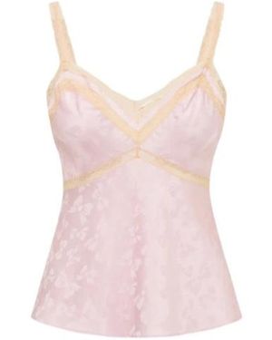 LoveShackFancy Lirena Lace Trim Camisole Top - Pink