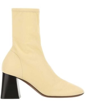 Neous High Block Heel Sock Style Boots - Natural