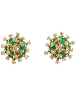 Bottega Veneta Wearing Earrings On Top Of The Logo - Green