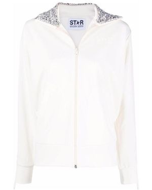 Golden Goose Collar Sequins Embellished Track Jacket - White