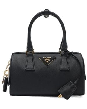 Prada Triangle-Patch Zipped Tote Bag - Black