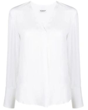 Dondup Logo Plaque V-Neck Blouse - White
