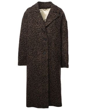 Golden Goose Leopard Print Single-Breasted Coat - Black