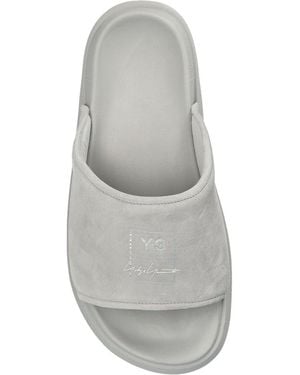 Y-3 Logo Embossed Slides - Gray
