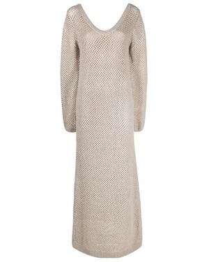Brunello Cucinelli Open-Knit Maxi Dress - Natural