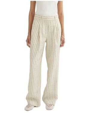 Posse Pinstripe Pleated Trousers - Natural