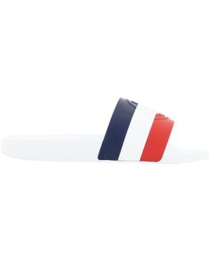 Moncler Logo-Embossed Striped Slides - White